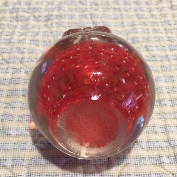 Murano Glass from Italy Apple Paperweight Gorgeous W/bubbles Hand Blown Flawless - Picture 7 of 8